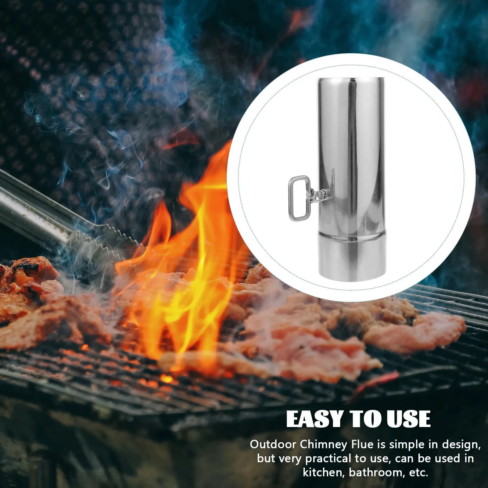 Flexible Metal Outdoor Chimney Flue Exhaust Pipe for Stove Fireplace Bbq Camping Adjustable Sealing Rainproof Kitchen