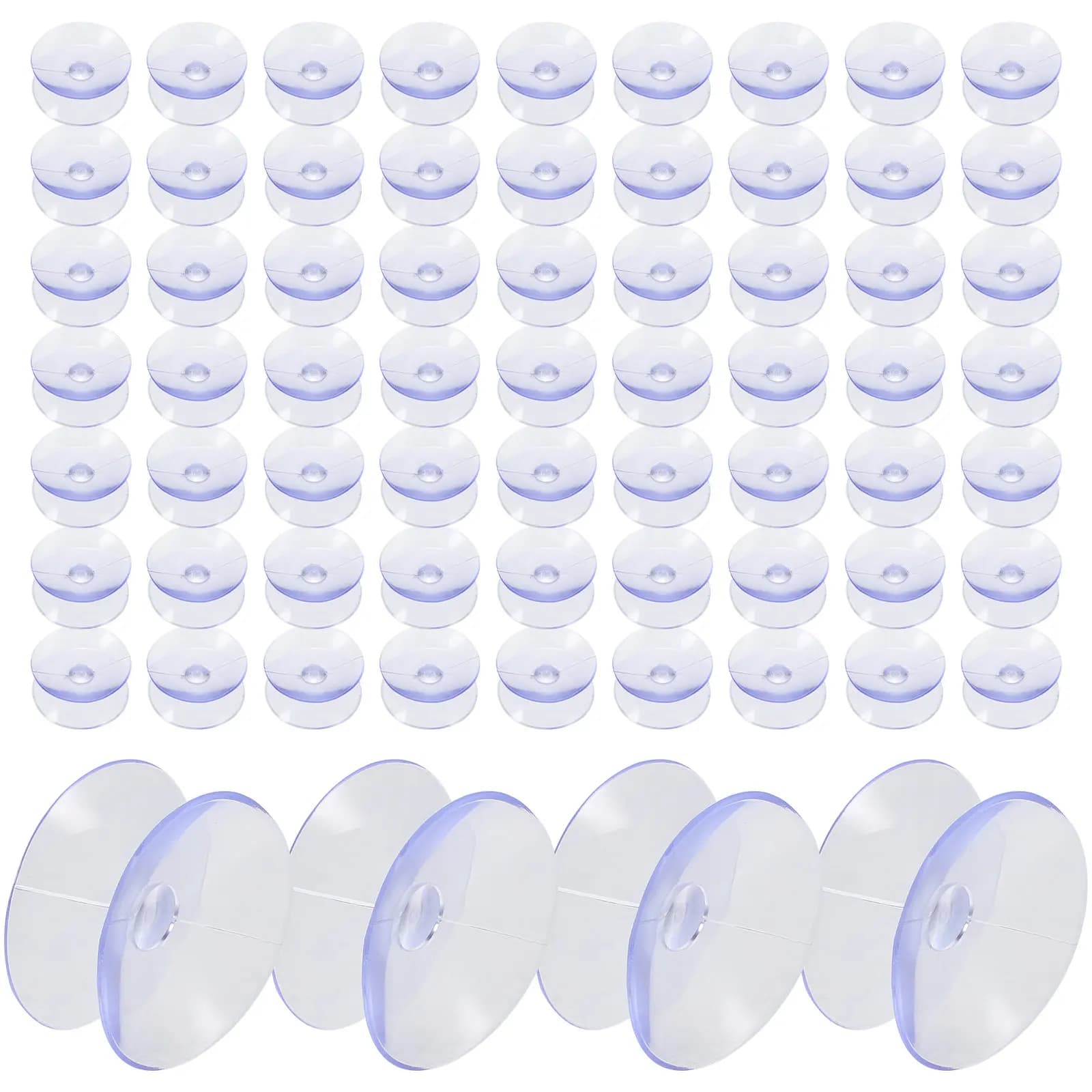 100 Pezzi Ganci a Ventosa Bifacciali Piccoli, Ventose per Superfici in Vetro e Specchi, Facili da Usare, Forte Tenuta