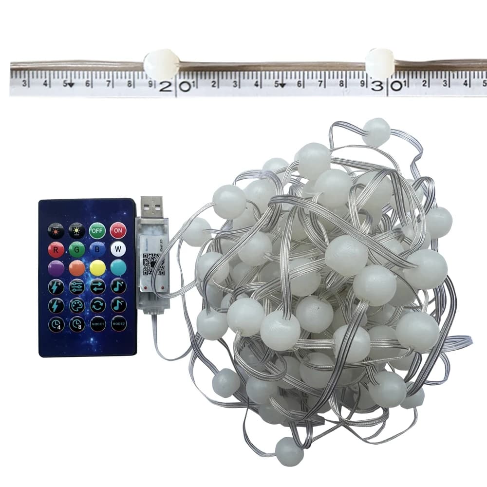 Luci LED RGB Intelligenti con Telecomando Bluetooth USB, Impermeabili, a Sfera Bianca, per Decorazioni Natalizie, Feste, Matrimoni e Capodanno