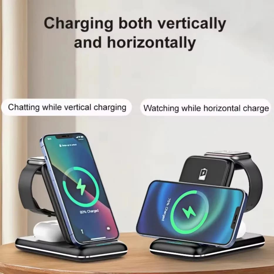 3 in 1 Wireless Charger Support Foldable Phone Support for Quick Charging Station for iPhone 16 15 14 13 12 Pro Max Apple Watch Airpods