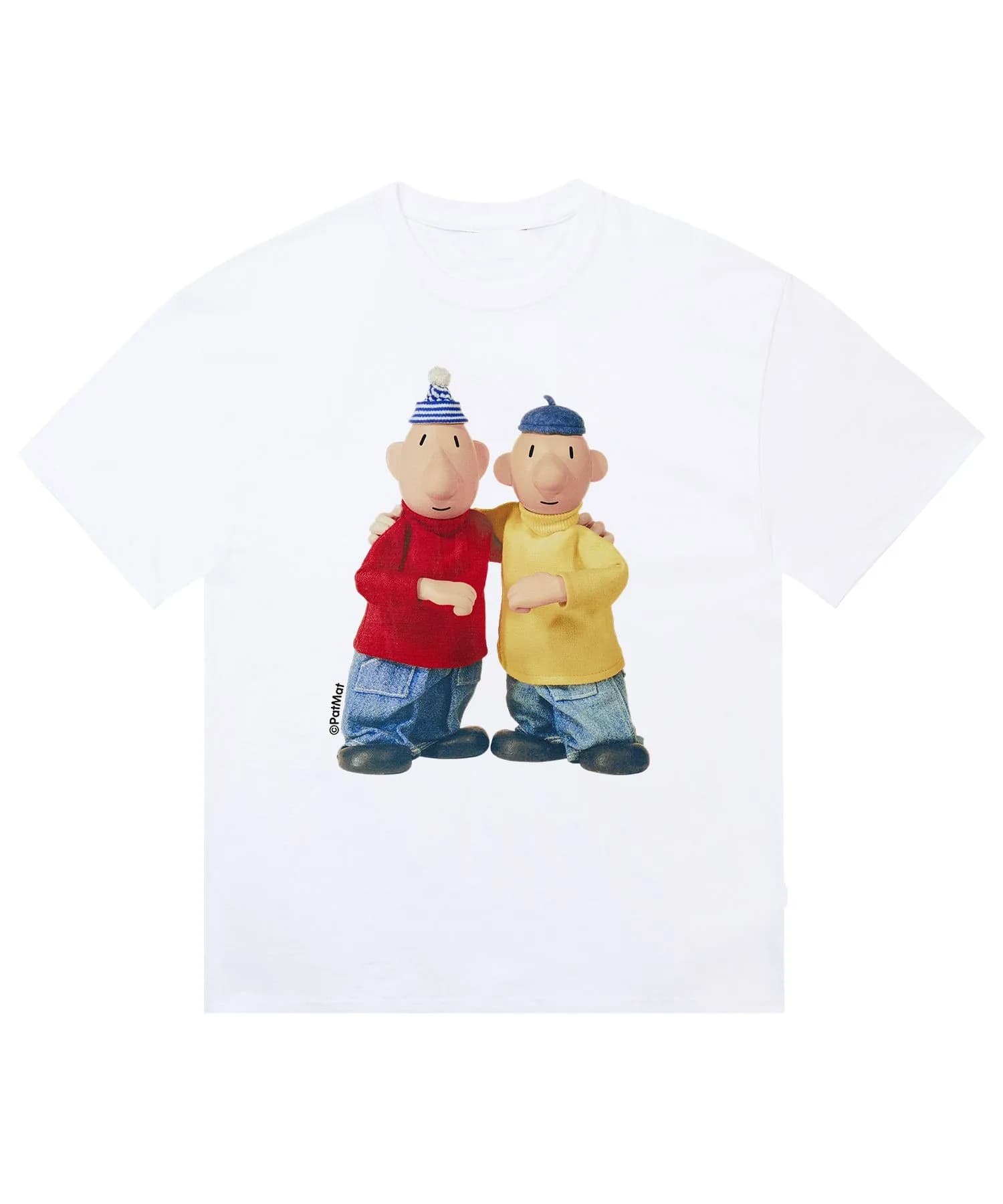 T-shirt con stampa di personaggi dei cartoni animati, tendenza moda, manica corta, girocollo, abbigliamento casual da strada, design geometrico vivace