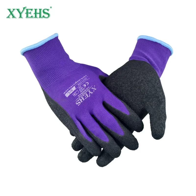 XYEHS 12 paia di guanti da lavoro rivestiti in lattice antiscivolo, 13 calibri in maglia di poliestere resistente all'abrasione e all'acqua per la costruzione