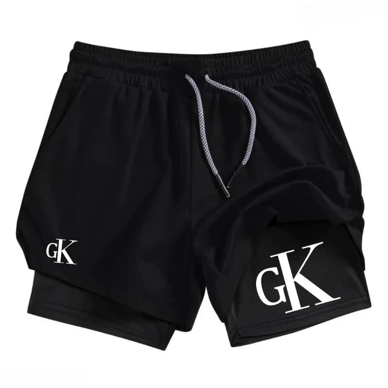 Men's Double Layer Running Quick Dry Sports Fashion Short Comfortable Elastic Basketball Jogging Leggings Compression Sweatpants