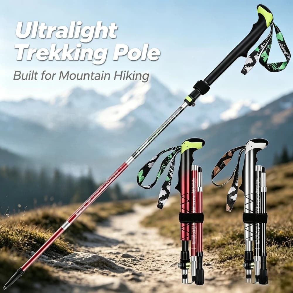 Ultra-light Foldable Retractable Carbon Fiber Hiking Poles Outdoor Professional Skiing Hiking Walking Sticks Unisex Camping