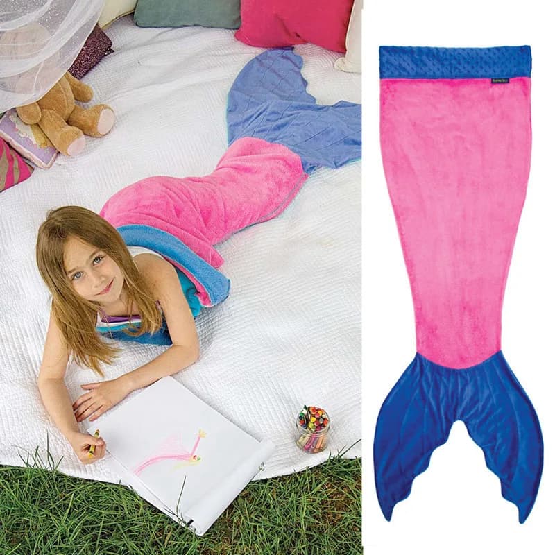Shark Mermaid Tail Blanket Children Kids Mermaid Blanket Sleeping Sack Sofa Bed Throw for Girls Tail Blanket Adult Bed Blanket