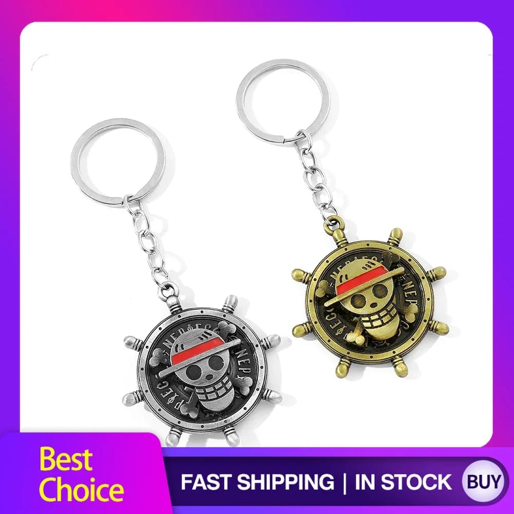 Anime Accessories One Piece Keychain The Straw Hat Pirates Compass Key Holder Fashion Jewelry Car Keyring for Women Gifts