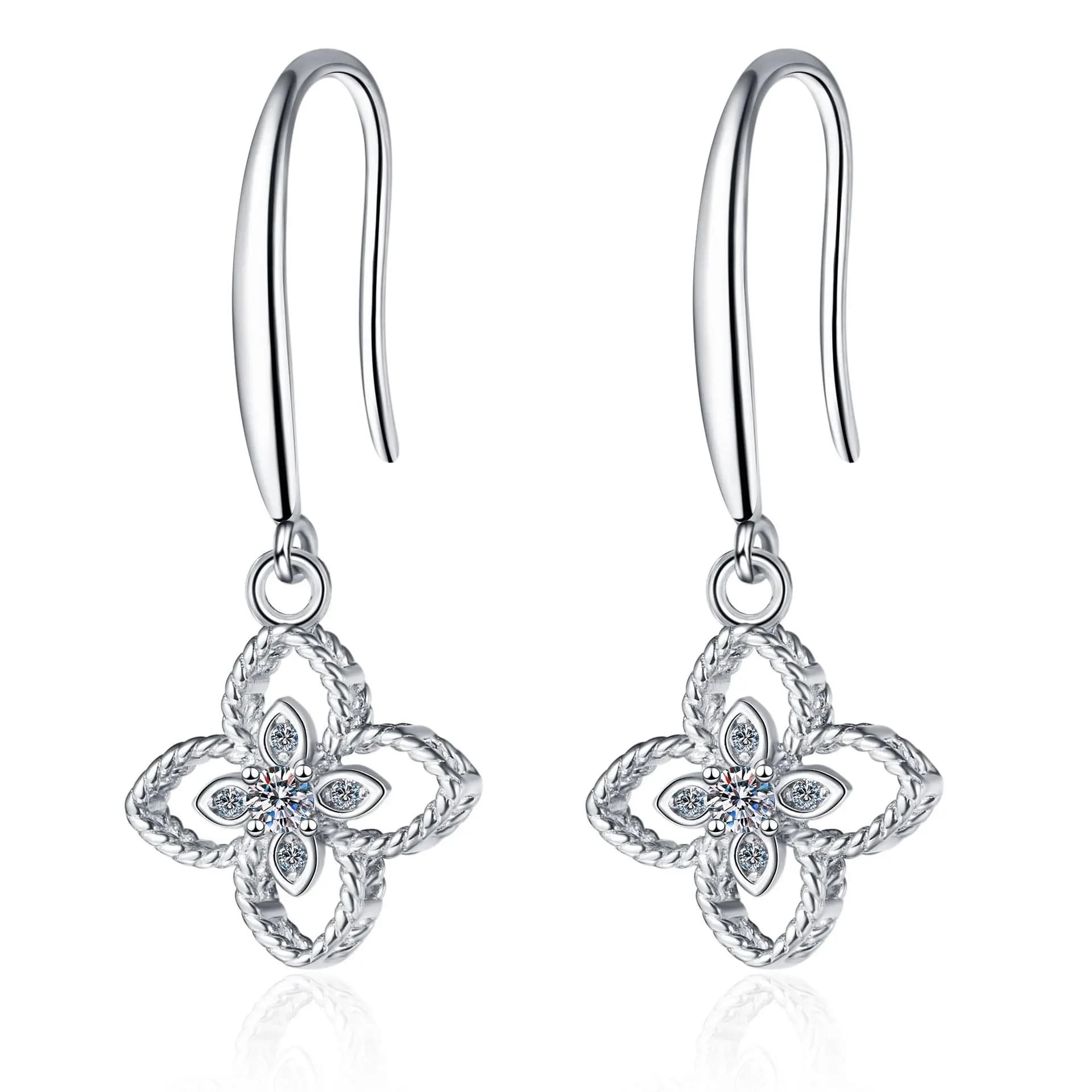 HTOTOH Orecchini semplici in oro 925 con galvanica in argento PT 950 Orecchini pendenti con diamanti Moissanite da donna