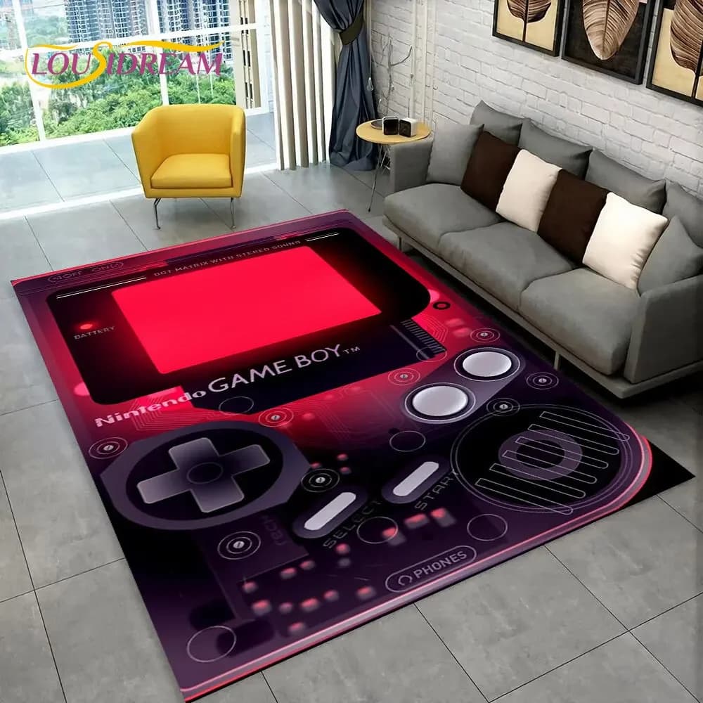 Tappeto a Tema Console Retro Game Boy GBA, Tappeto Decorativo per Soggiorno, Camera da Letto dei Bambini, Divano, Zerbino, Tappetino Antiscivolo