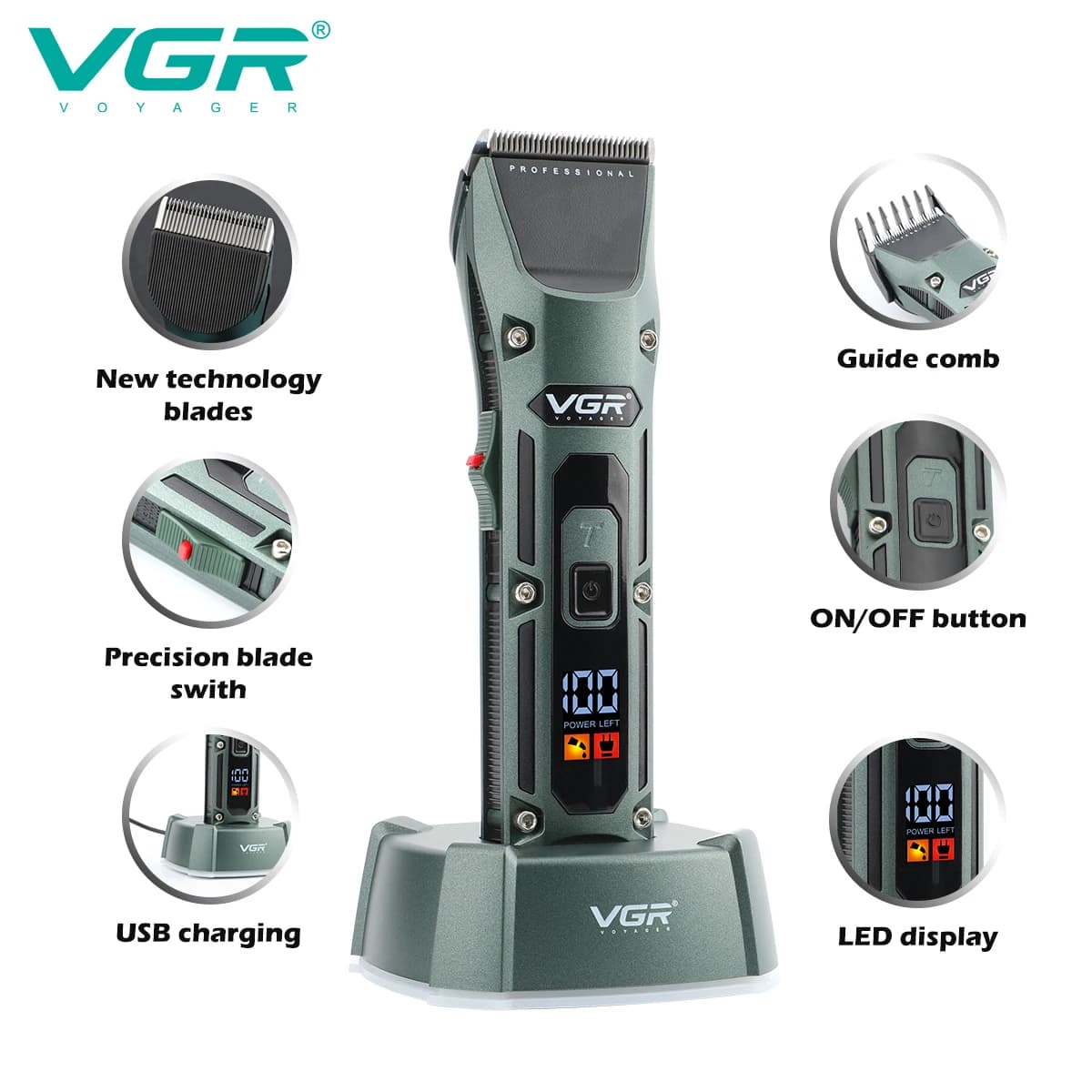 V-696 Men's Rechargeable Haircut Barbiere Professional Haircuts Barba Trimmer Haircutting Machine Tools