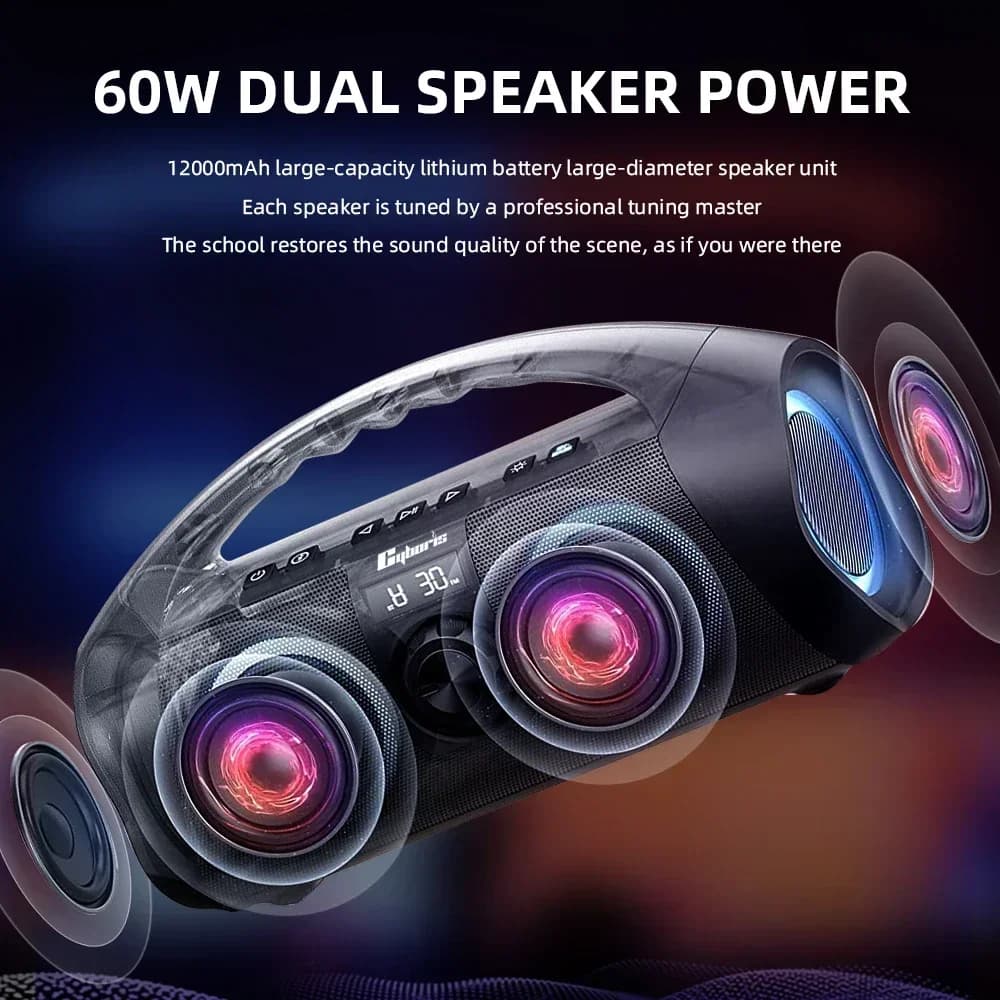 Macchina per Karaoke 120W con Due Microfoni Wireless, Altoparlanti Bluetooth Portatili con Woofer Profondo, Impermeabile IPX7