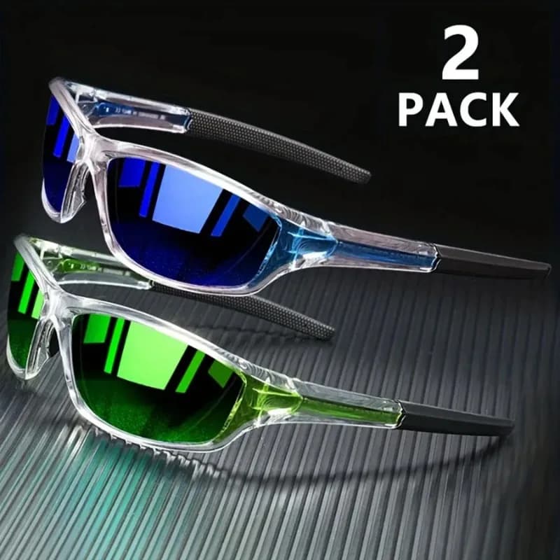 1/2 Paia di Occhiali da Sole Sportivi per Uomo, Leggeri, con Visione Notturna, per Ciclismo, Guida, Pesca, Occhiali da Sole a Specchio alla Moda