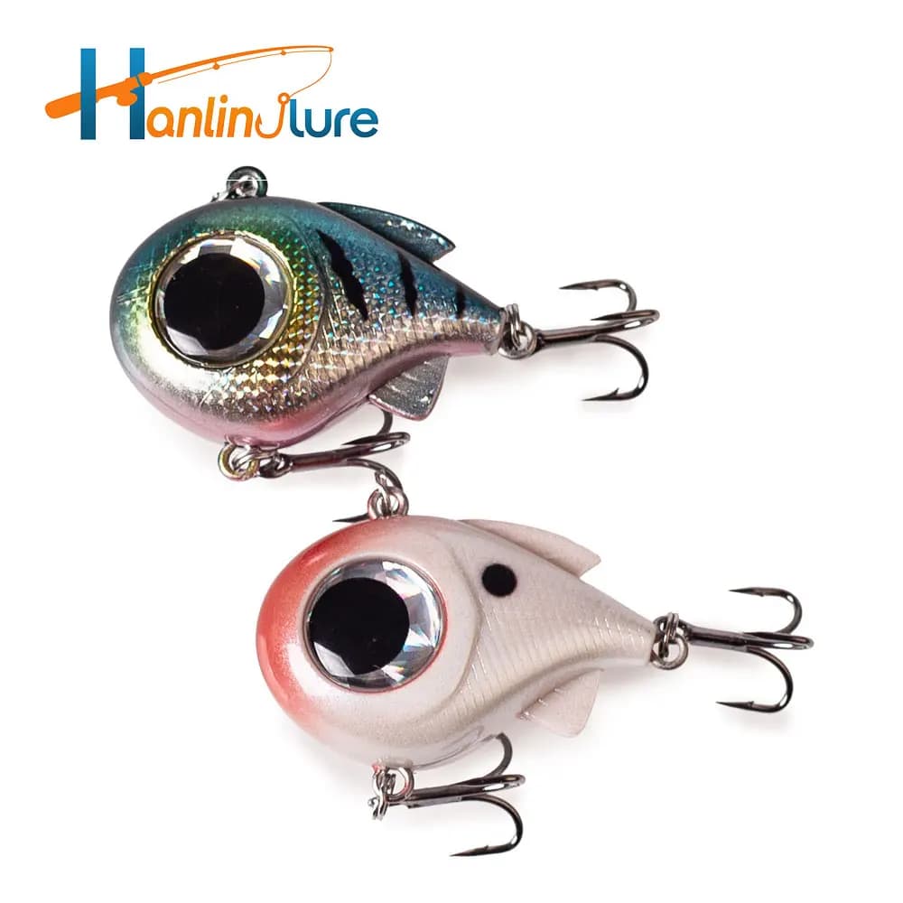 Hanlin 3D Grandi Occhi VIB 4 cm/1,57 pollici/8.5g Richiamo di Pesca Affondamento Vibrazione Tattling Palla Artificiale Duro Lipless Esca Bass Tackle