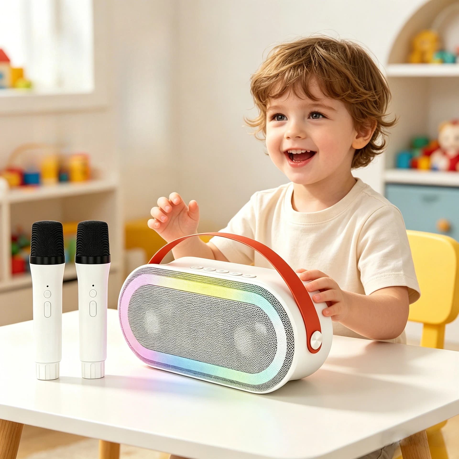Microfono Bluetooth Colorato con Audio Wireless, Microfono Portatile per Karaoke Familiare