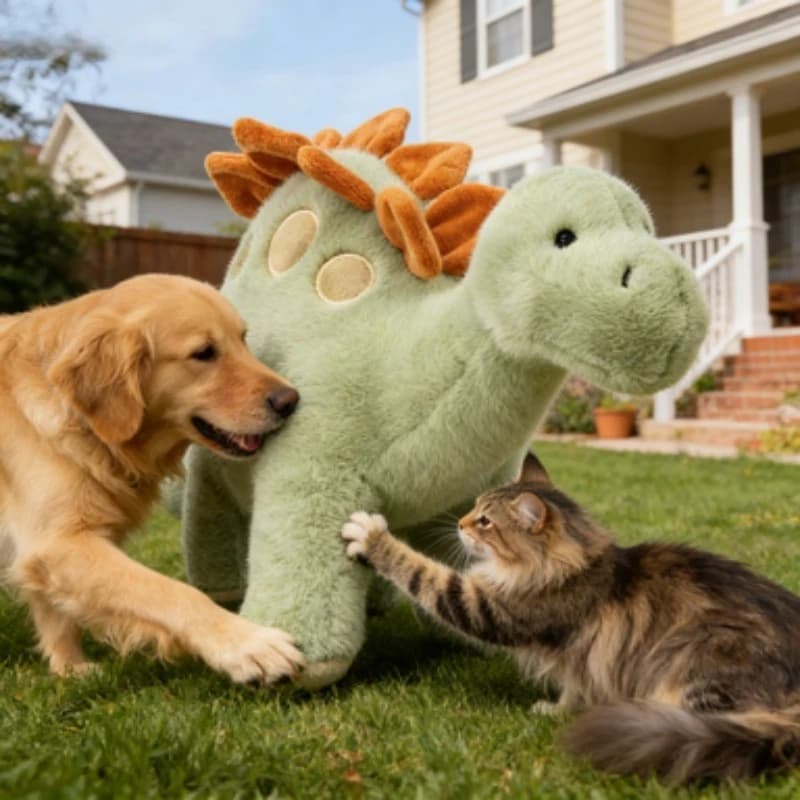 Peluche a forma di dinosauro da 15,75 pollici, adatto per cani e gatti, morbido drago imbottito, cuscino coccoloso per compagnia notturna