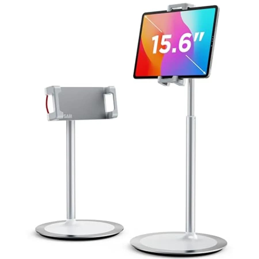 Supporto per tablet Supporto per Kindle regolabile in altezza Supporto per iPad con rotazione a 360 gradi Supporto per iPad in lega di alluminio per 4 dispositivi