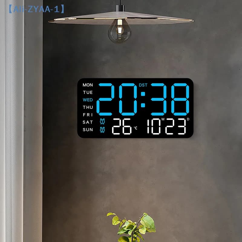 【ZYAA-1】Orologio da parete con display LED con data, temperatura, timer, umidità, settimana, per soggiorno, camera da letto, regalo per anziani