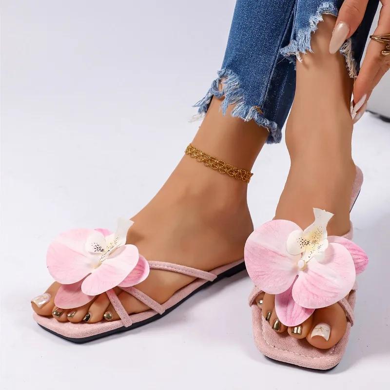 Women Sandals 2026 New Shallow Sandals Casual Fashionable High Quality Shoes for Women Elegant Flowers Designer Women Sandals