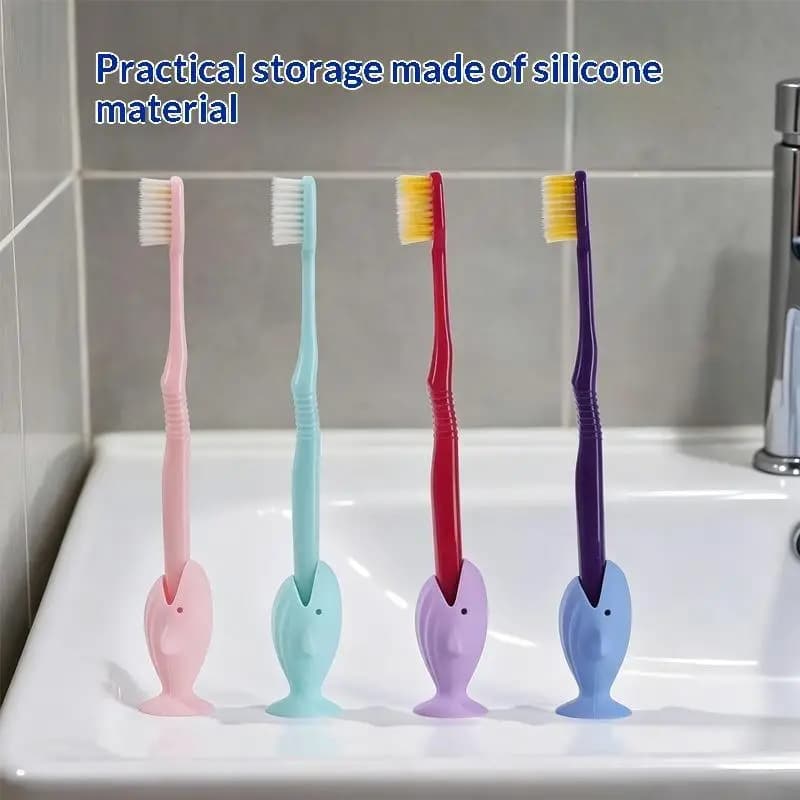 1Pc Cute Whale Shaped Silicone Toothbrush Holder Non Slip Suction Base For Kids Bathroom Daily Use...