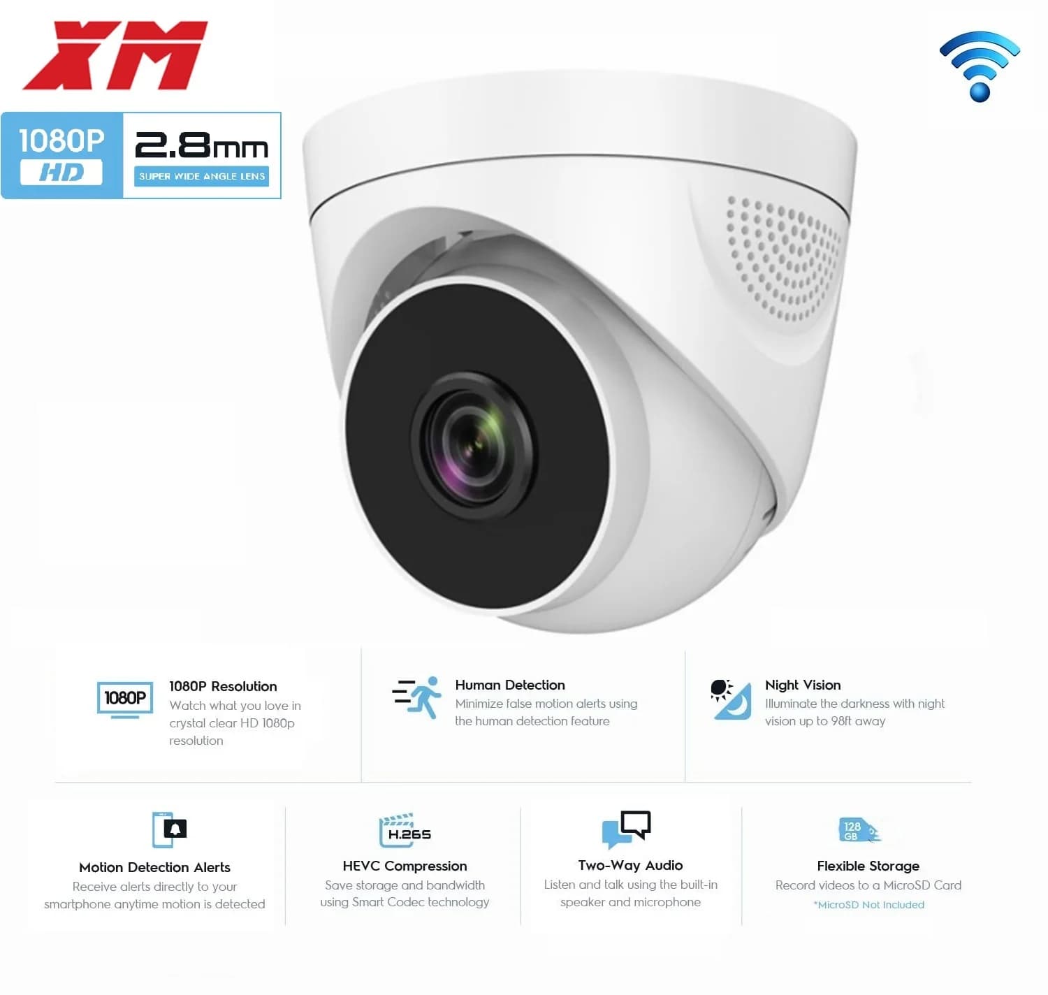 1080P WiFi security camera 2MP dome Indoor IP Wireless camera supports two-way video surveillance system