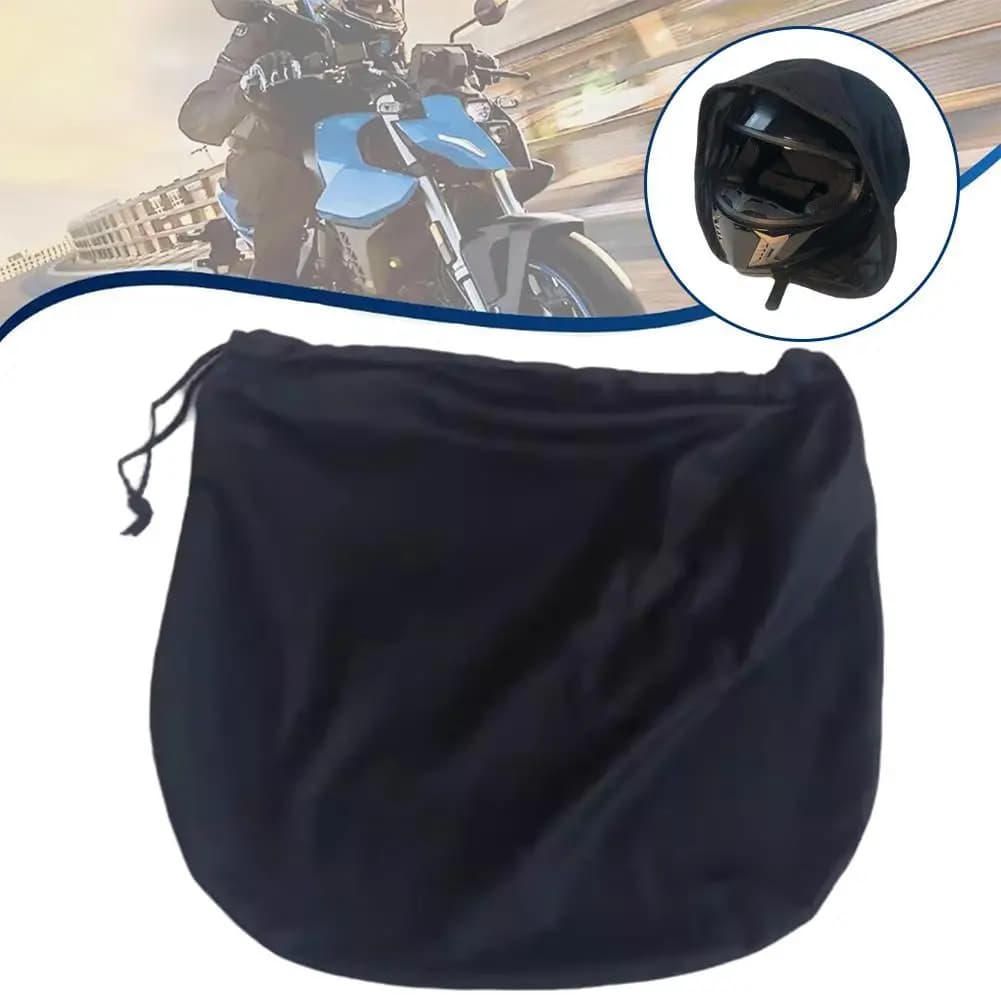 S/M/L Tasca in peluche nera per coperchio del casco del ciclomotore dello scooter del motociclo Proteggi la borsa Accessori del casco A5I9