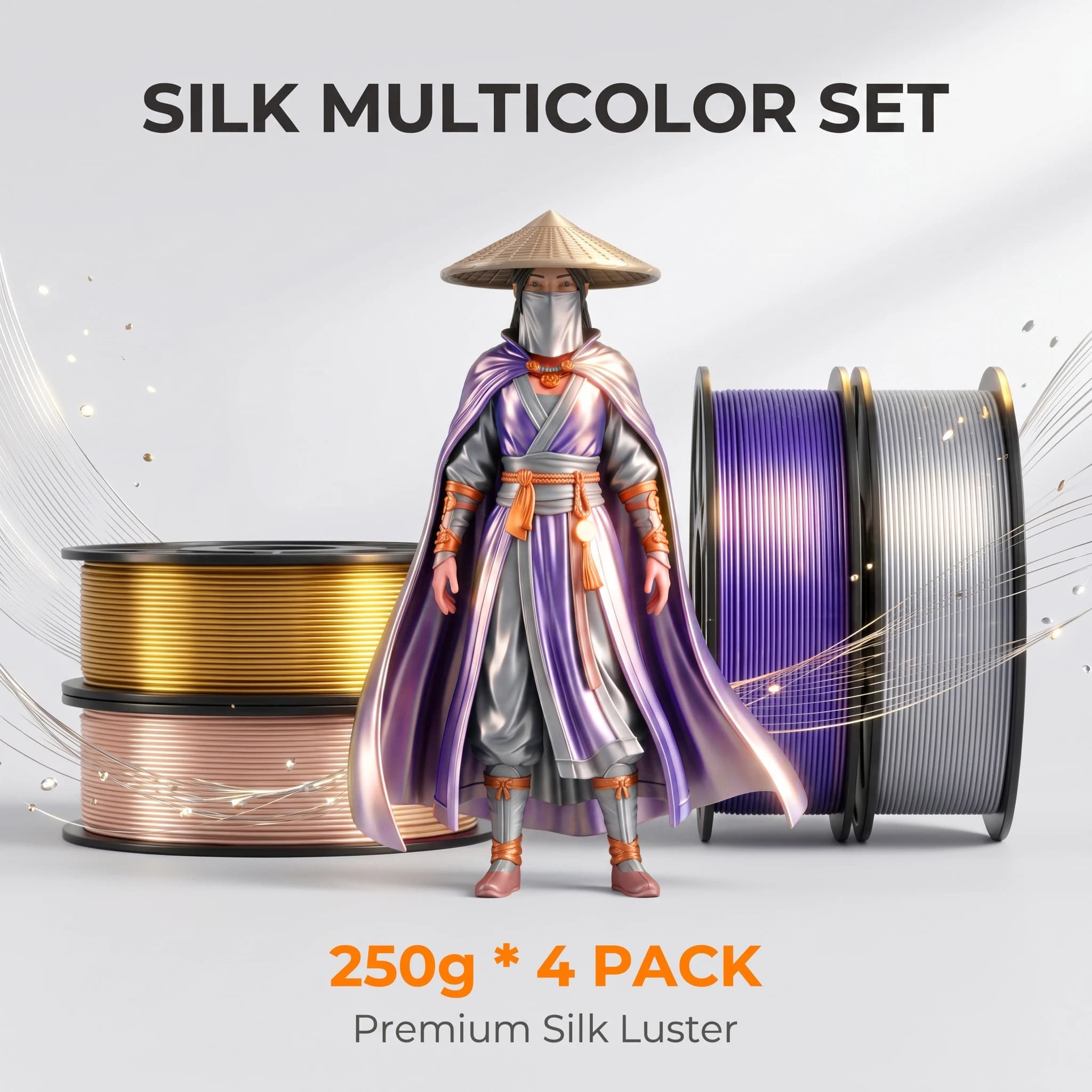 1.75mm Silk Metallic PLA Filament ±0.02mm Gold Silver Purple Skin Tone 200g 250g 500g 1kg Shiny 3D Printer Filament