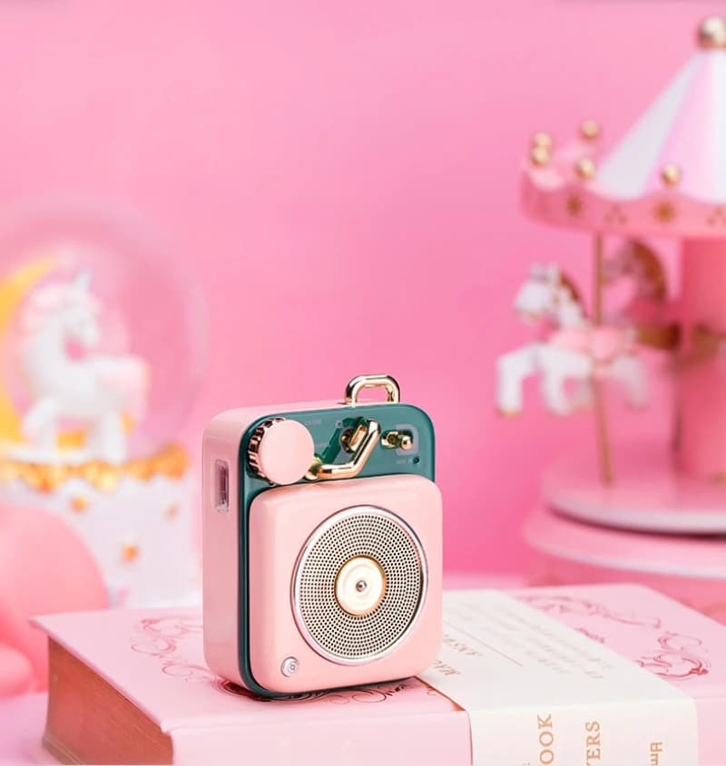 MUZEN B612 Fonografo atomico Altoparlante wireless Bluetooth Bello rosa Mao King Retro Mini lettore musicale portatile in metallo AI