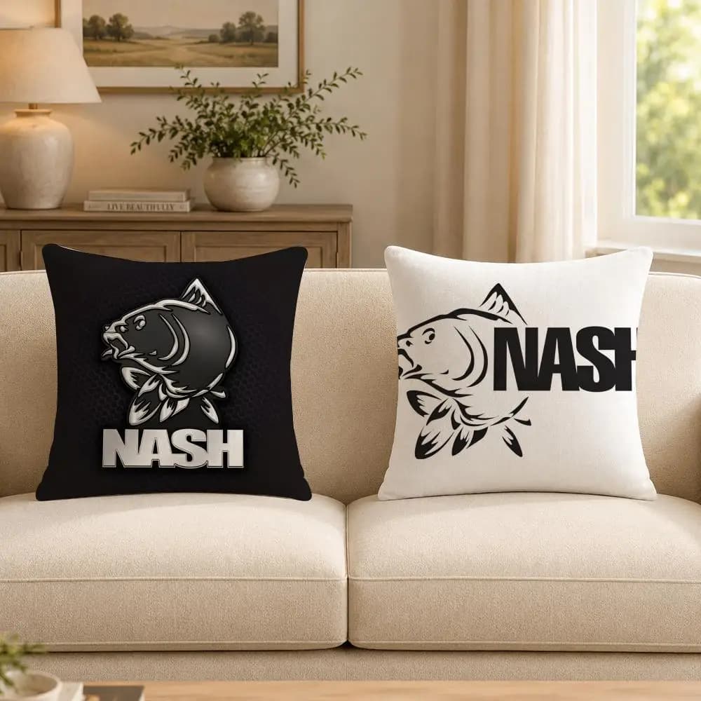 Logo N-Nash.F-Fishing.l-logo Cushion Cover Soft Short Plush Decorative Pillow Cover for Sofa Bedroom Double-Sided Print