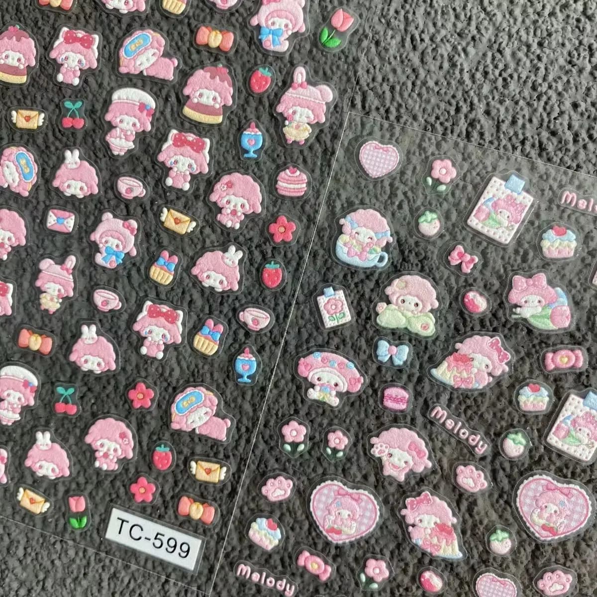 Cute piano lamb relief nail art sticker cartoon 3d manual water cup Ccd decorations for nails manicure nails stickers patch decorate gift