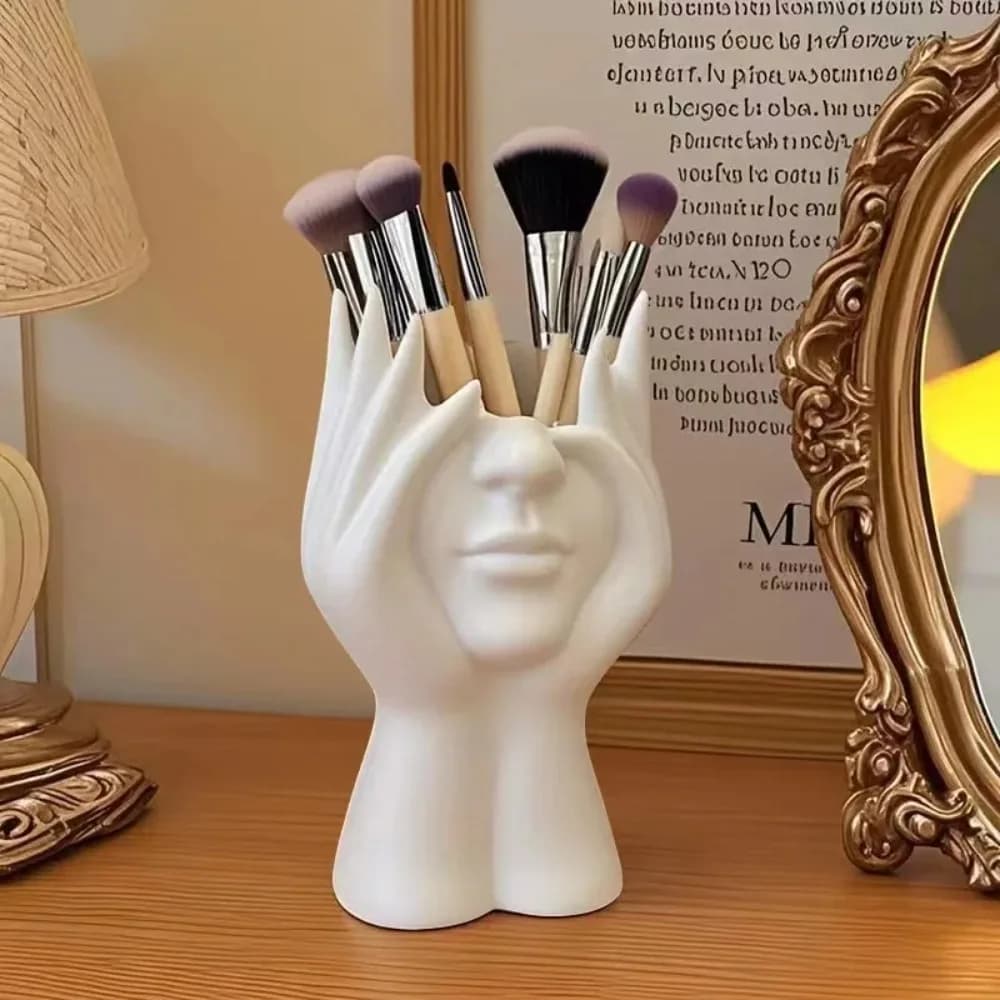 1/2 Pezzi Portapenne Creativo a Forma di Corpo Umano, Accessorio da Scrivania Multifunzionale, Porta Pennelli per Trucco, Decorazione