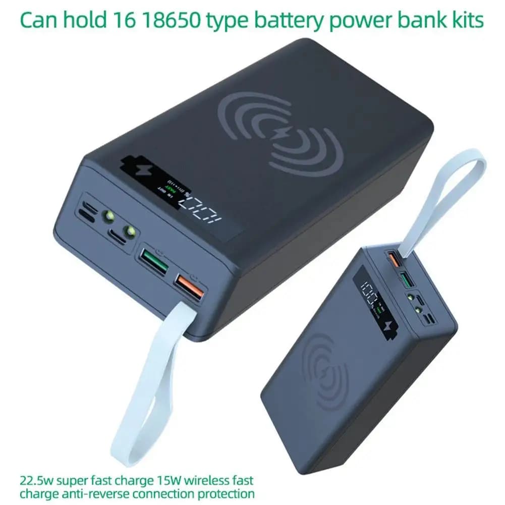 Custodia portatile per banca di potere 16*18650 C16 Saldatura USB Custodia per banca di potere gratuita staccabile QC 3.0 PD Custodia Shell fai da te per Powerbank