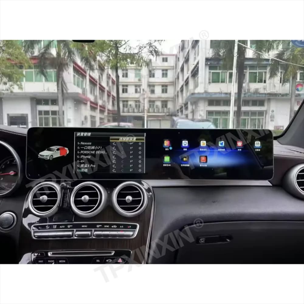 Dual Screen Car Radio CarPlay For Mercedes Benz C Class GLC 2015-2024 NTG5.0 BTG5.5 NTG6.0 Multimedia Player GPS Navi Android 13