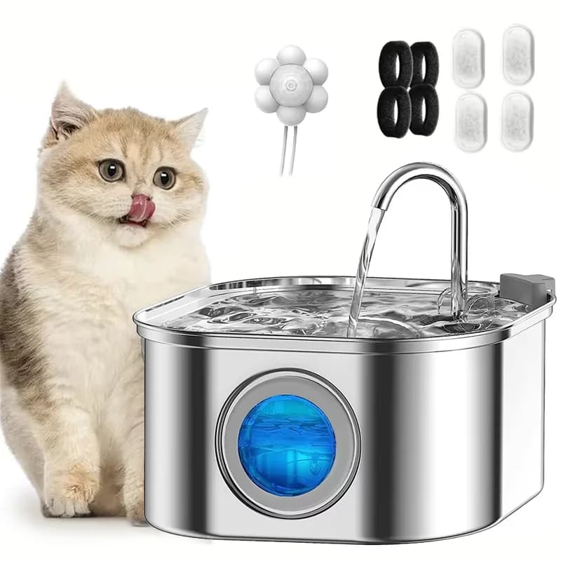 Fontana per gatti Fontana per animali domestici in acciaio inossidabile da 3,2 litri Distributore di acqua per cani Fontana per gatti automatica Ciotole per cani Prodotti per gatti
