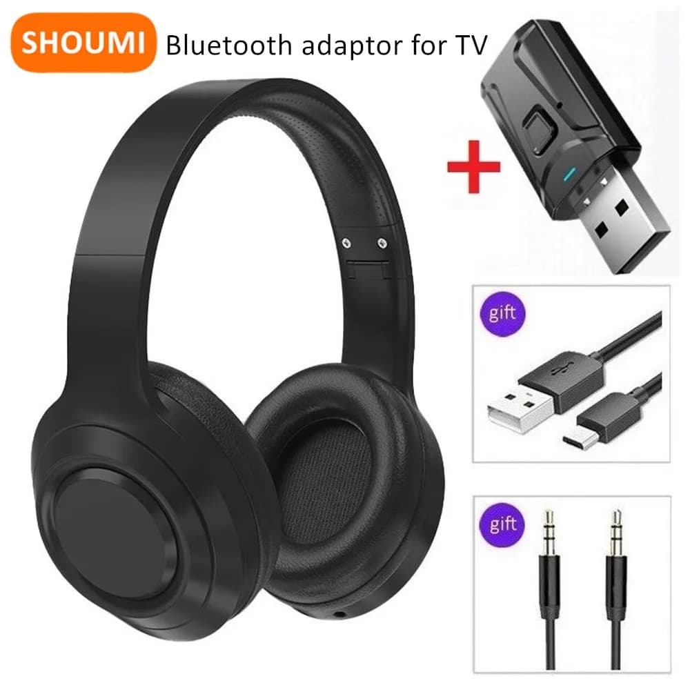 TV Headphones Wireless Phone Android Headset Bluetooth PC Tablet Adapter Bluetooth Waterproof Carry Gaming with Microphone