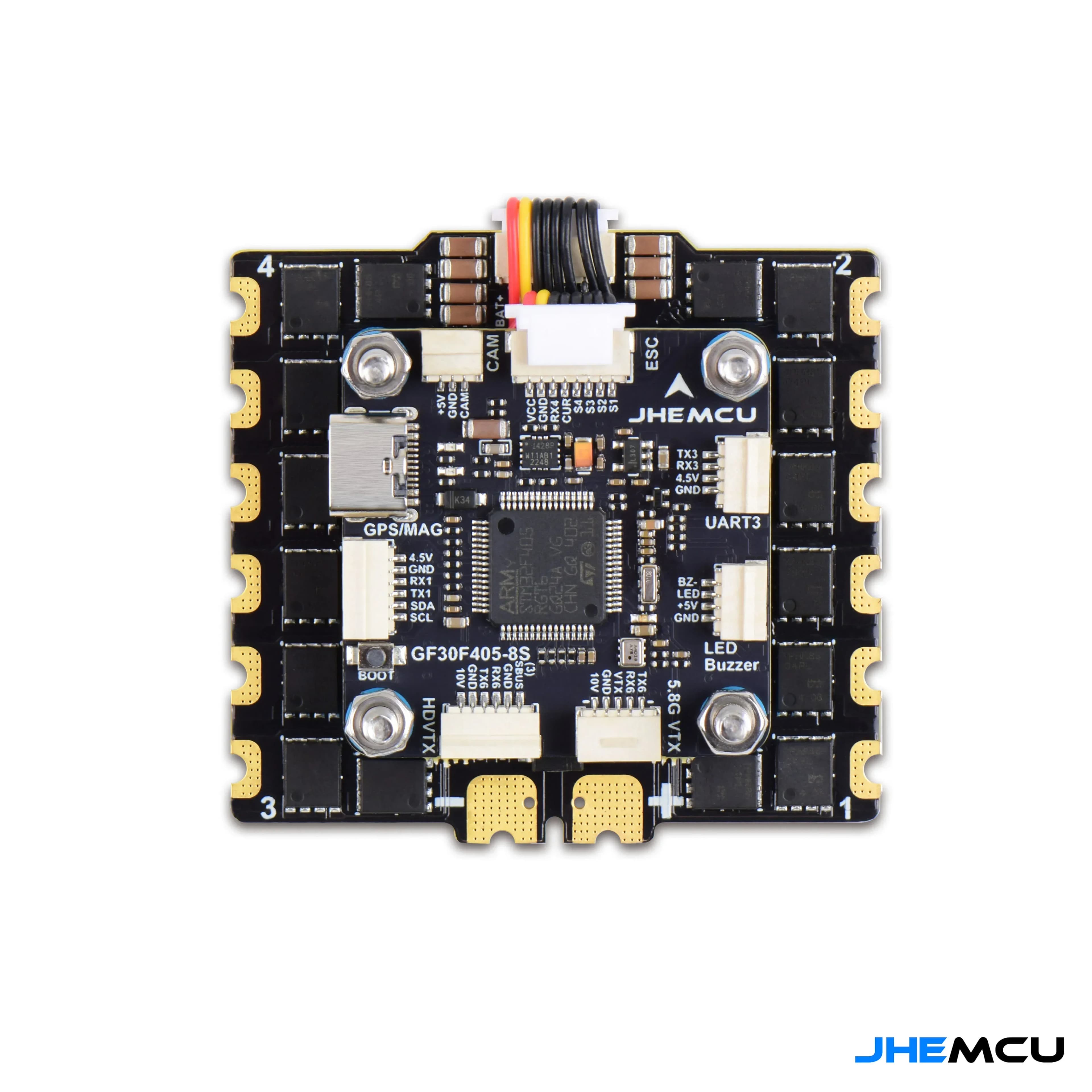 Controller di Volo OverShoot JHEMCU GF30F405 - ESC 4in1 90A/110A 3-8S con Giroscopio ICM42688P per Droni FPV a Lungo Raggio