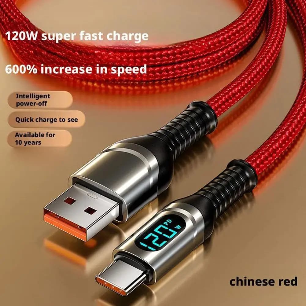 Cavo dati USB C PD120W 6A Display digitale con ricarica super veloce per iPhone 15 16 17 pro maxXiaomi Samsung