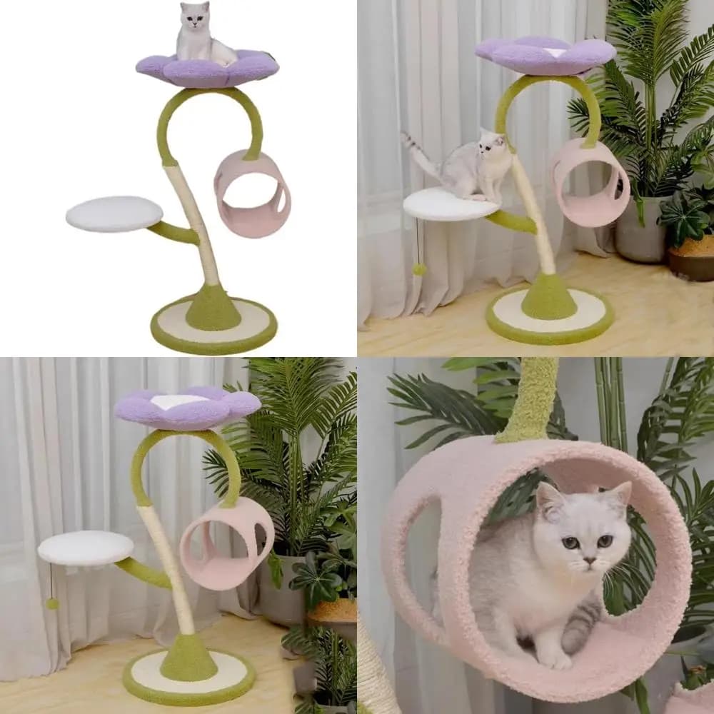 Tiragraffi in sisal per gatti con polacco per fiori e torre accogliente per il massimo comfort e il gioco felino