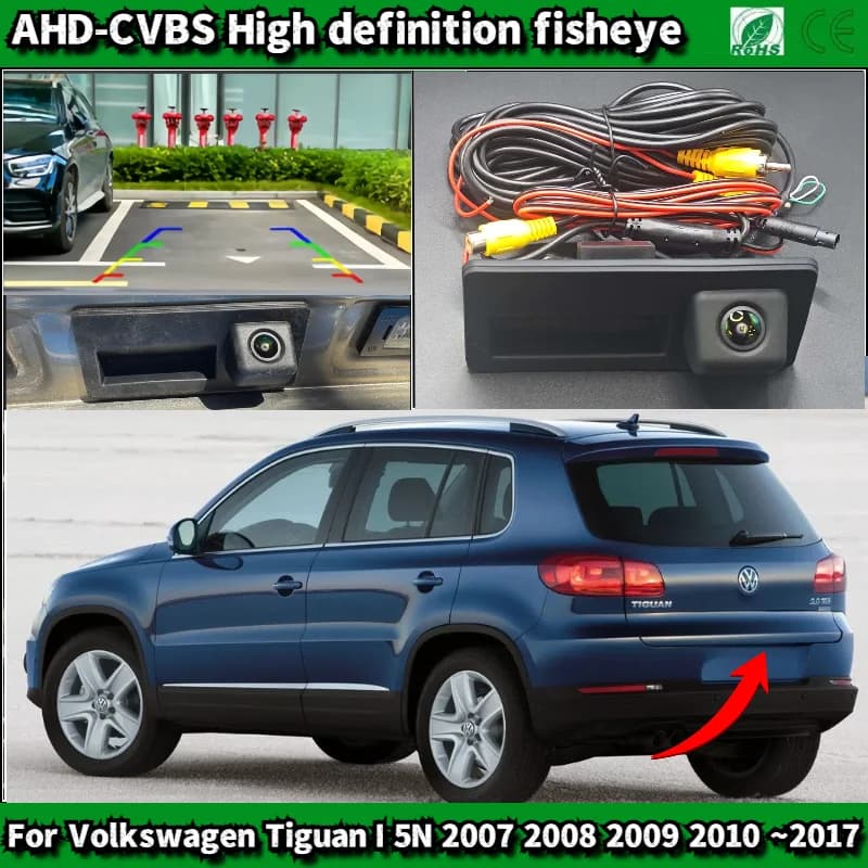 Auto Tronco Maniglia Della Macchina Fotografica Per Volkswagen Tiguan I 5N 2007 2008 2009 2010 2011 2012 2013 ~ 2017 CCD Retrovisore telecamera di backup