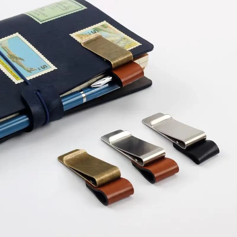 Retro Pen Loop Clip Traveler Notebook Leather Pen Holder Stainless Steel Clip for Notebooks Journals Calendars Bill Holder