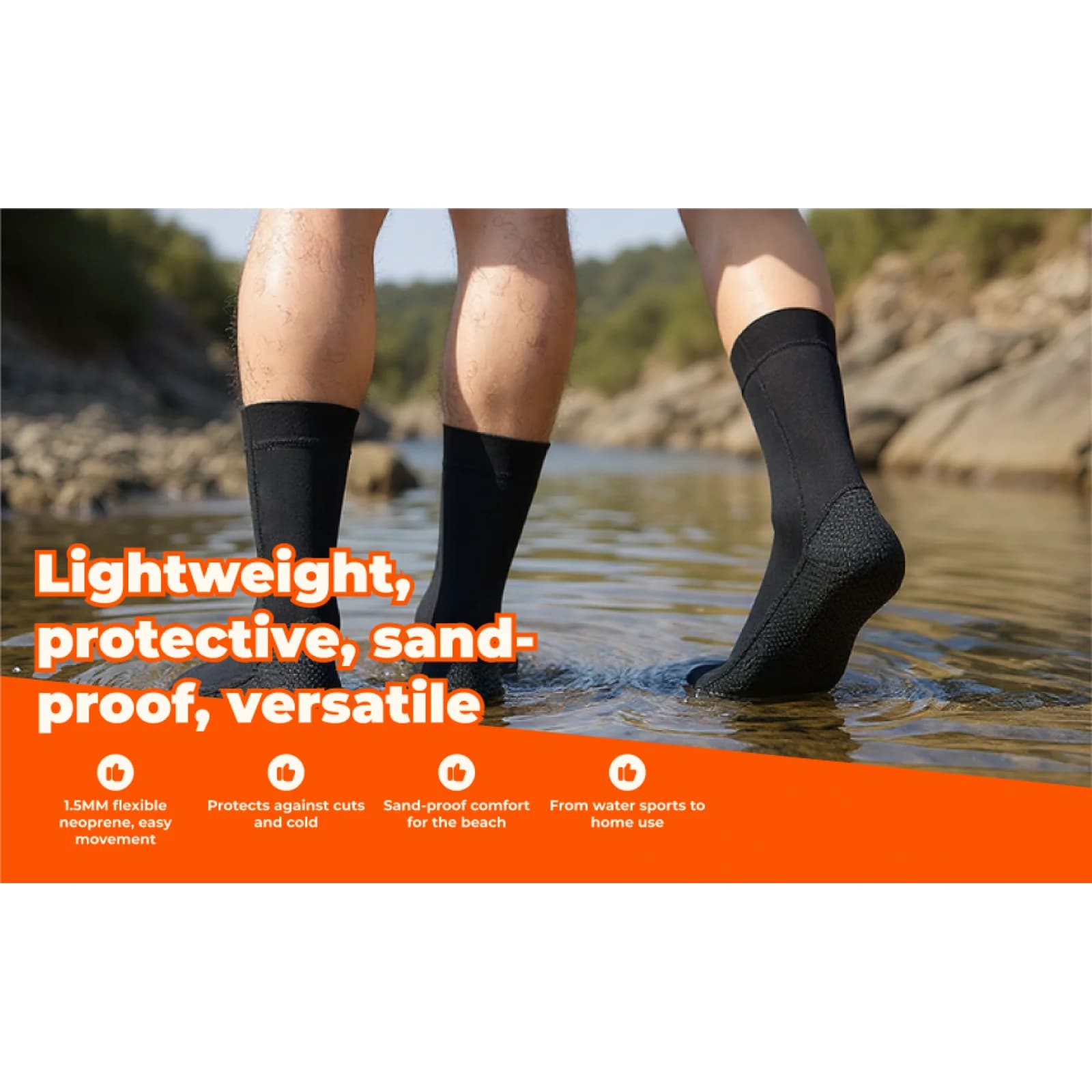 Calzini da yoga da spiaggia in neoprene da 1,5 mm Stivali da surf antiscivolo per giocare con la sabbia Immersioni subacquee Snorkeling Nuoto e tutti gli sport acquatici