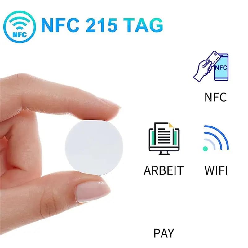 ABFW 50 Pezzi Tag NFC Ntag215, Carte NFC Vuote Riscrivibili in PVC, Tag NFC 215 Rotondi da 25mm / 1 Pollice, Carte RFID NFC