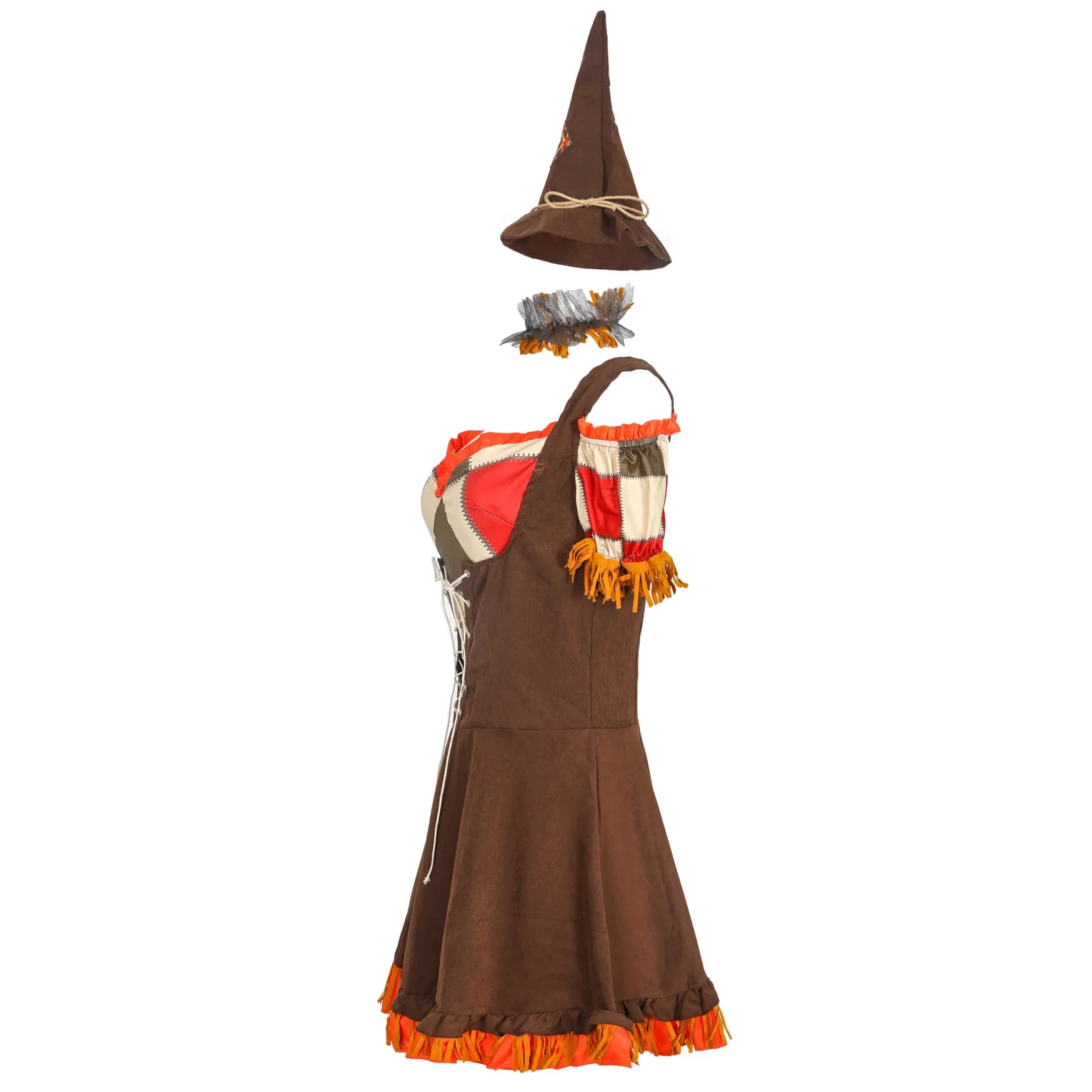 Costume di Halloween per Adulti, Cosplay del Mago di Oz, Spaventapasseri, Abito con Motivi Patchwork per Teatro, Festa a Tema Rurale