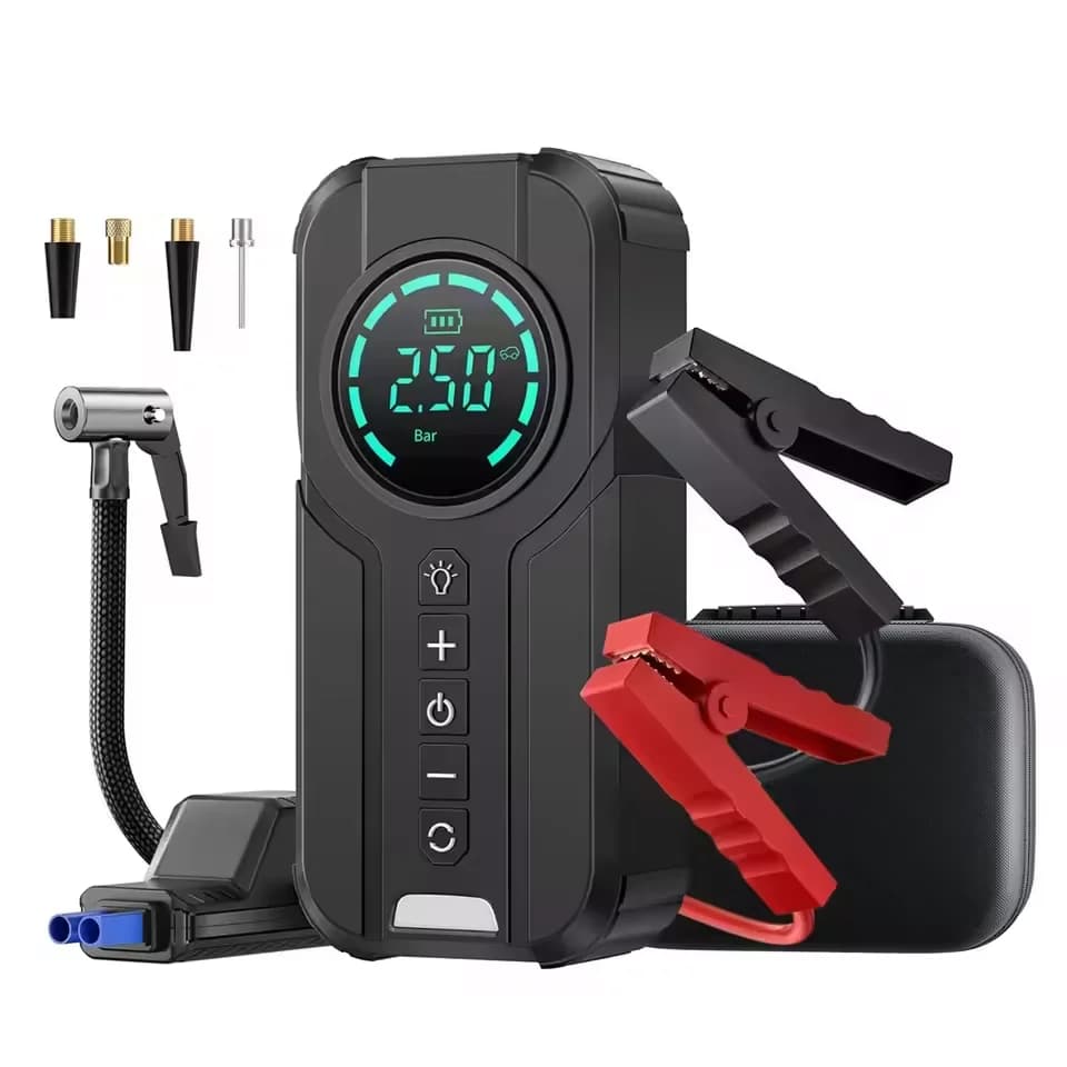 Avviatore di Emergenza per Auto 1000A con Compressore d'Aria, Stazione di Alimentazione Portatile 12V, Gonfiatore Pneumatici, Accessorio Elettronico per Auto
