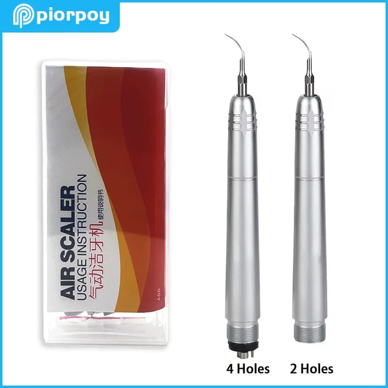 PIORPOY 2 Holes/4 Holes Heater Pneumatic Ultrasound Air Scaler Manip Polishing Tools Denti Cleaner 3 Tips