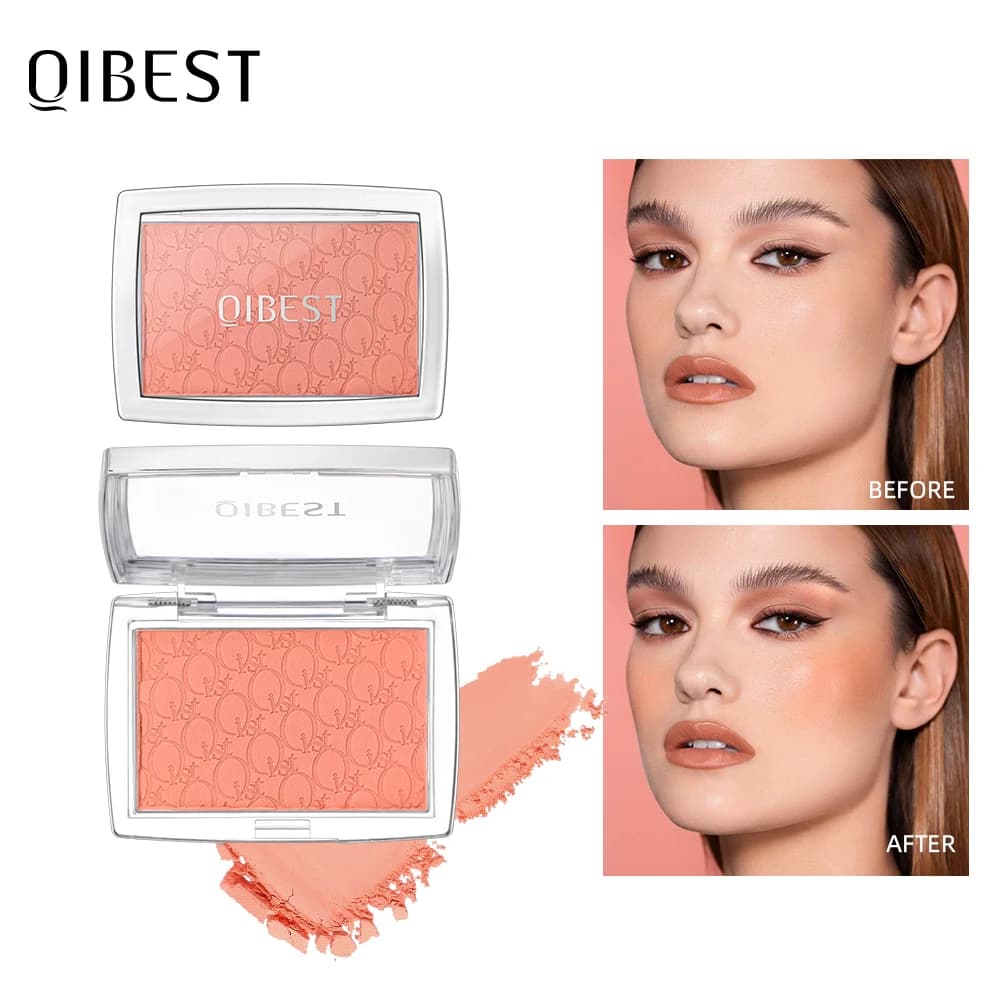 QIBEST Crema Naturale Blush Palette Trucco di Lunga Durata Alto Pigmento Viso Fard In Polvere Viso Guancia Tinta Rouge Donne Cosmetici