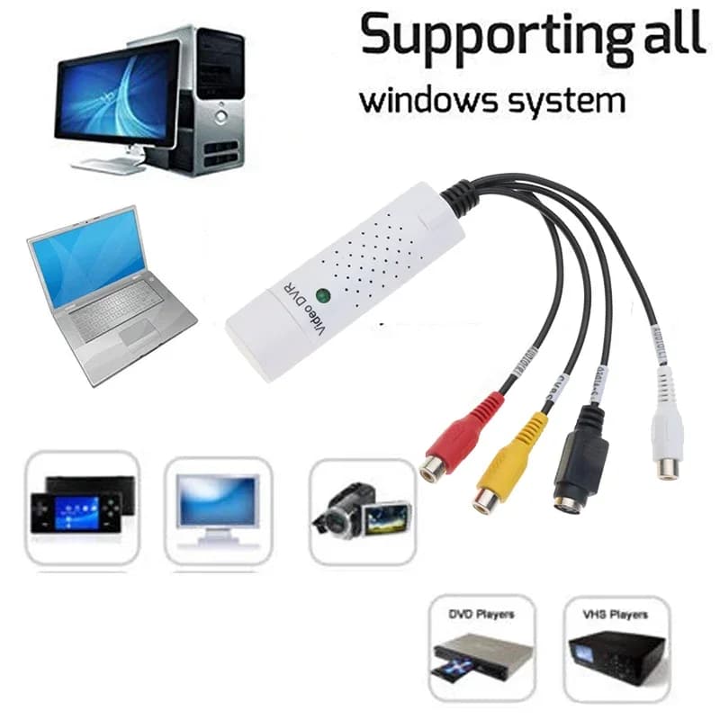 Scheda di acquisizione video USB 2.0, adattatore audio USB, convertitore da VHS, DVD, VCR, TV a digitale per Windows 7, 8, 10