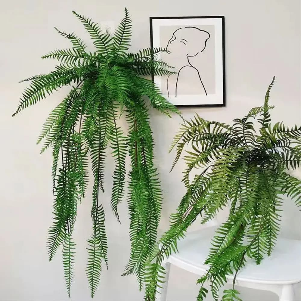 88cm 25 Leaves Artificial Persian Leaf Large Wall Hanging Artificial Boston Fern Plants Tropical Plants Realistic Fake Plants