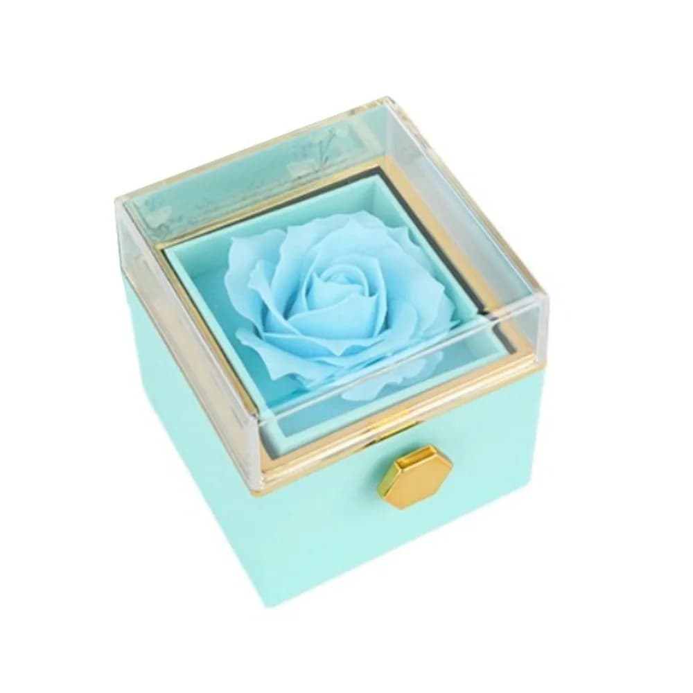 Scatola regalo per gioielli con rosa rotante Scatole per anelli con proposta di conservazione per collane con rosa eterna Espositore per gioielli con espositore per anelli antipolvere