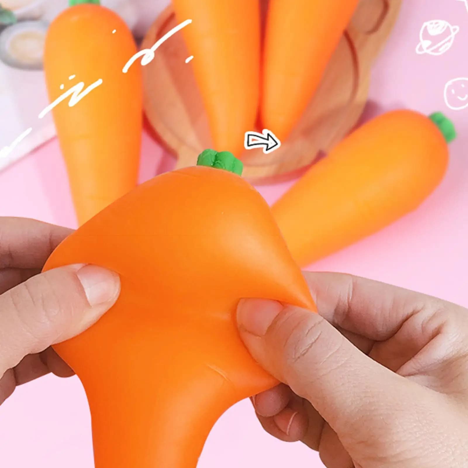 Kawaii Carrot Soft Toy Soft Slow Rising Simulation Vegetable Stress Relief Fidget Toys For Kids Adults Decompressions Gift