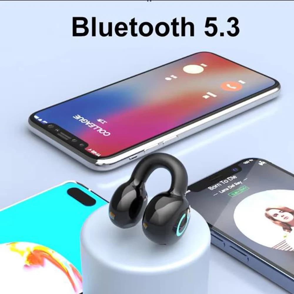 Bluetooth earphone with ear clip Single ear bone conduction wireless earphone stereo game headset with waterproof noise cancellation