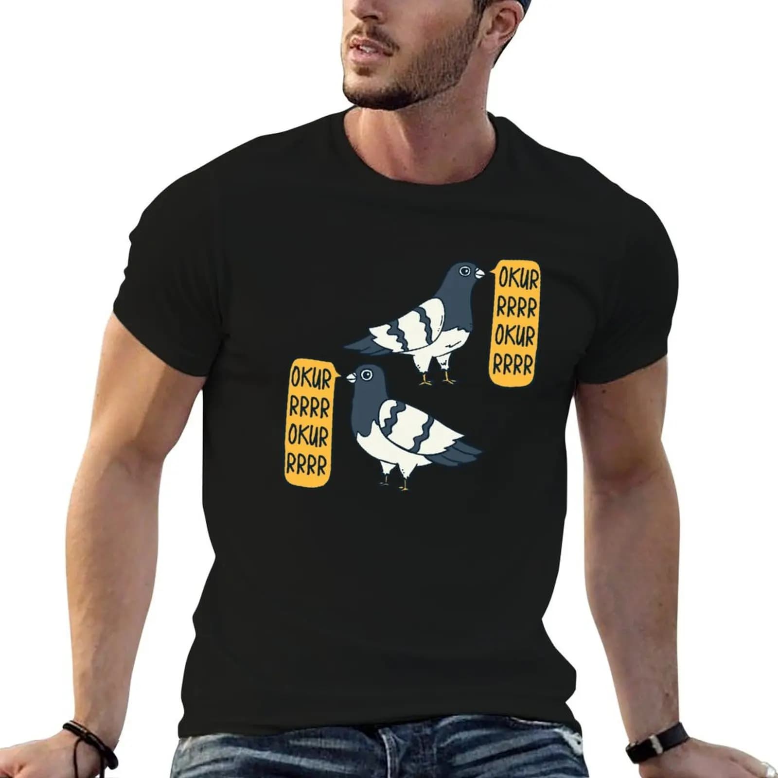 T-shirt da uomo Okurrr Pigeon Bird Town Dove Archimedes City Deaf Pop Culture Idea Regalo T-shirt uomo t-shirt uomo semplice